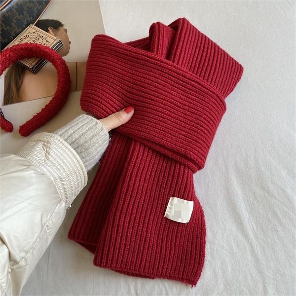 Winter high-end autumn and winter new versatile solid color warm knitted scarf --890899