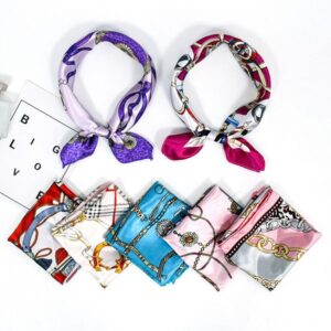 Luxury Sample Size (50×50 cm) Chain Patterned Silk Scarf: Versatile Chic Accessory for Bags/Belts