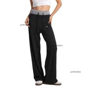 alocardio 5A Quality Fitness Clothing Women's High-Rise Stretchy Knitted Sports Pant with Color Blocking – Comfortable Casualwear Black
