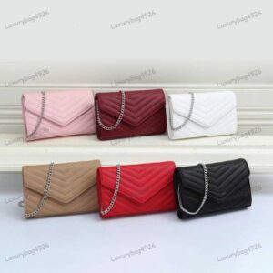 Designer Shoulder Bag Purse Ladies Crossbody Flap Leather Chain Wallet Classic Silver Gold Chain Fashion Bag High Quality Handbag Envelope Purse