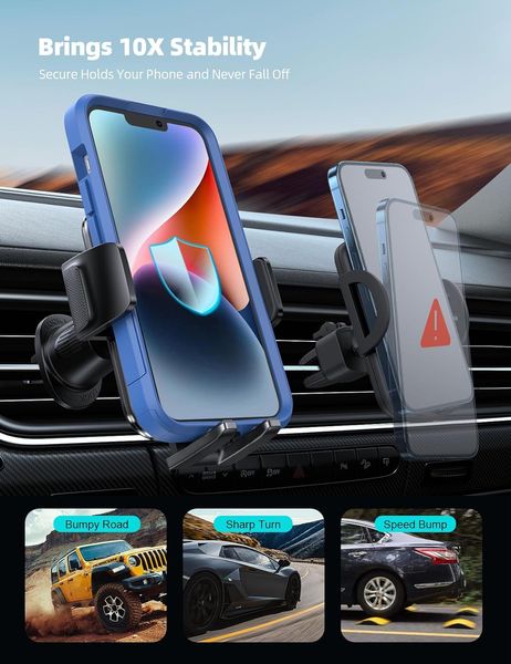 Universal Car Phone Mount Lamicall 2025 with Metal Hook for iPhone 16 15 14 13 Pro Max Hands Free Vent Holder Thick Cases
