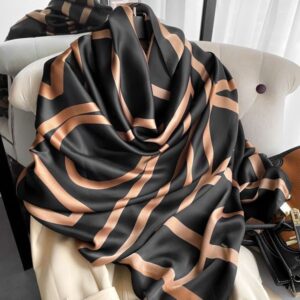 Elegant Fine-Simulated Silk Scarves for Women: Versatile Plain Design & Comfortable Toweling Material