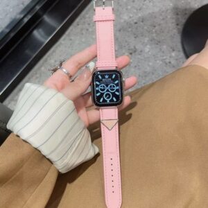 Applewatch bands For Smart watch Series 9 45MM Leather Bands Fashion Wristbands With Triangle Twill Patterns smartwatch