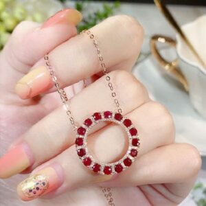Customized New Style Luxury Elegant 925 Silver Mozambique Ruby Diamond Zircons Pendant Chain Necklaces 18K Gold Plated Ruby Fine Jewelry