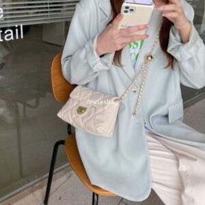 Wine Rhyme Fragrance Chain Small Bag Popular Women's One Shoulder Crossbody Bag Transfer Pearl Lingge Small Fragrance Wind Bag