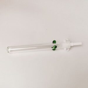 Clear Glass Nector Dab Straw Kit with Ceramic Tip – Includes Plastic Clip & Three-Colored Dot Design (4.8 Inches)