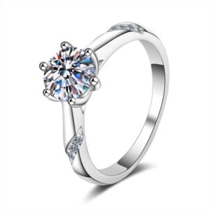 925 silver jewelry ring for women, 50-point prong setting engagement ring