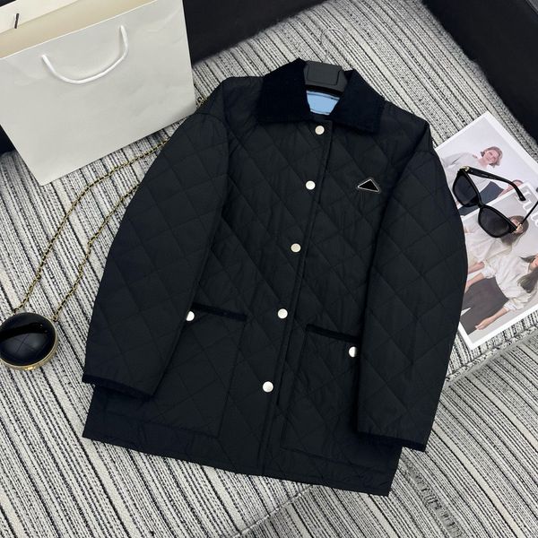 Womens Designer Jacket Winter Down Coat Corduroy Jacket Parkas Coats Fashion Argyle Classic jackets Unisex Outwear Metal label