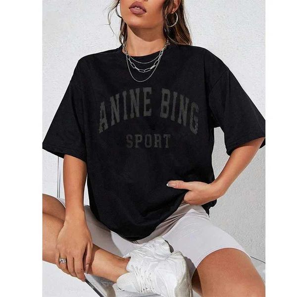 Women's T-Shirt Nine Bing Letter Printing TShirt Casual Round Neck Short sleeved Dress Haruku Womens Neutral Cotton T-shirt Street Clothing Top