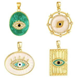 Wholesale In Stock New Stlye Multiple 2025 Stainless Steel Zircon Devil's Eye Necklace Pendant Personality Exaggeration Trend Attachment