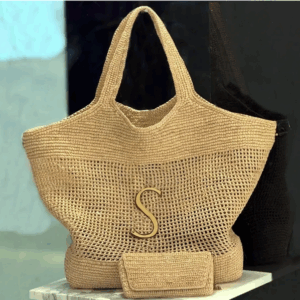 designer beach bag straw tote Women Canvas Shopping Bag holiday High quality Fashion Woven for Summer apricot Outdoor Travel Large Capacity lady Handbag