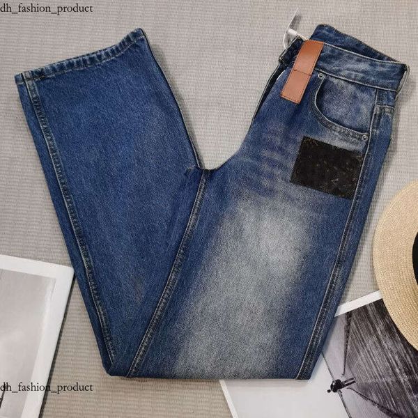 Vuittons High Waist Vintage Floral Jeans for Women Classic Blue Label Commuter Slim Fit Versatile Straight Long Pants 2025 Spring New Style Vittion 361