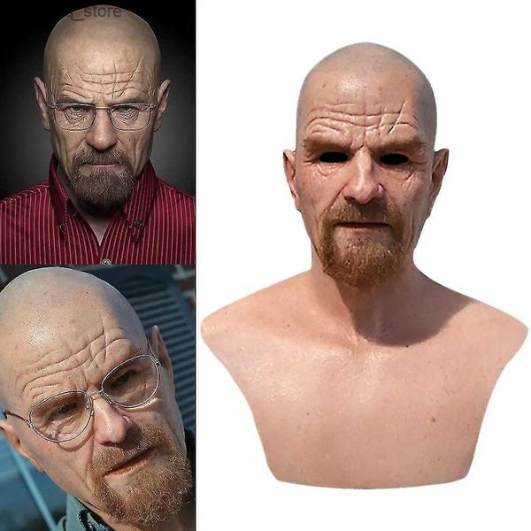 Mas Realistic Bald Old Man Breaking Bad Walter White Heisenberg Latex Mask Adult Halloween Cosplay Party Masquerade Props Q240628