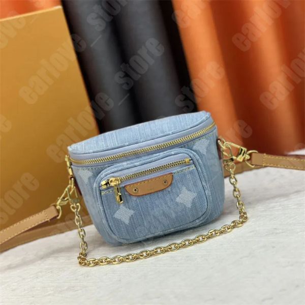 Man Women Luxury Fanny Packs Denim Bum Bag Designer Crossbody Bags Mens Belt Bag Fashion Brand Mini Bumbag Chains Chestbag Purse 247133BF