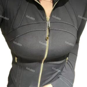 Womens Yoga Jacket sets Gold zipper definejackets tank leggings Define Hooded jacket Workout Sport Coat Fitness Jacket Sports Quick Dry Activewear Top Solid Zip