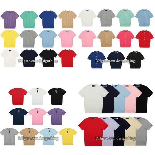 Women Designer Knit T-Shirt Cute Sweet Style Slim Fit Short Sleeve Top Soft Breathable Stretchy Cotton Knitwear Pony Embroidery Classic Style Asian Size Daily Wear