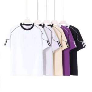 Summer Clothing 250g 100% Cotton New Color Block Short Sleeve Casual Loose T-Shirt
