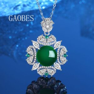Luxury S925 Sterling Silver Jade Pendant Necklace, Vintage Green Gemstone Jewelry, Elegant Women's Necklace with Jadeite & Silver Design