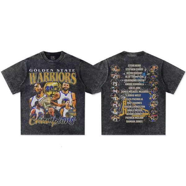 2025 Cross-Cultural Curry Warrior Victory 300g Pure Cotton Crew Neck Jacket Unisex Small Collar Short Sleeve T-Shirt