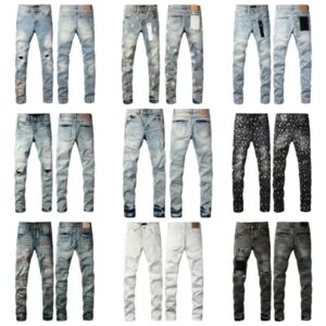 2025 Mens Trousers for mens Purples jeans Denim Designer Jeans Men Black Pants High-end Quality Straight Retro Ripped Biker Jean Slim Fit Motorcycle Clothing