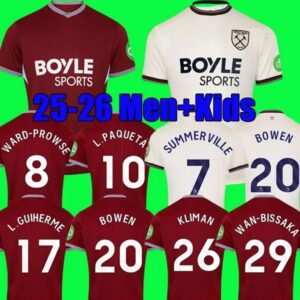 BOWEN FULLKRUG WEST HAMe 25 26 united Soccer Jerseys WARD-PROWSE 2025 2026 L.PAQUETA ANTONIO football shirt RODRIGUEZ home away black