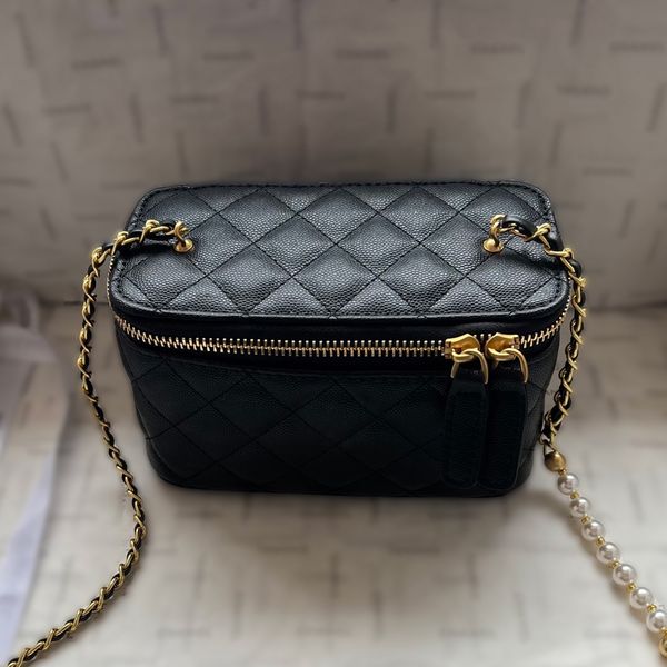 Cross Body Designer Bag Shoulder Half Moon Makeup Bag High Quality Genuine Leather Cowhide Gold Pearl Chain Hand Bags Luxury Designer Bag Crossbody Women Handbag