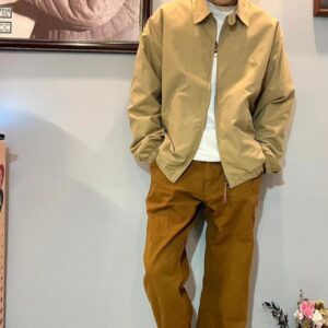 Fashion Workwear Jacket for Men Small Horse Detail Zip Up Design Utility Bomber Coat Lightweight Khaki Outerwear Streetwear Leather Style Comfortable Fit Look