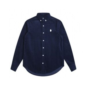 mens casual shirt classic embroidery polo shirts corduroy Long Sleeve Solid Color Slim Fit Casual Oxford Shirts