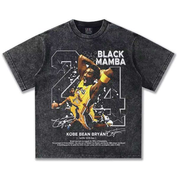 Direct Injection Printed Sweatshirt Little Nair Top Washed Vintage Heavy Short Sleeve Hip Hop 100% Cotton Casual 300g T-Shirt