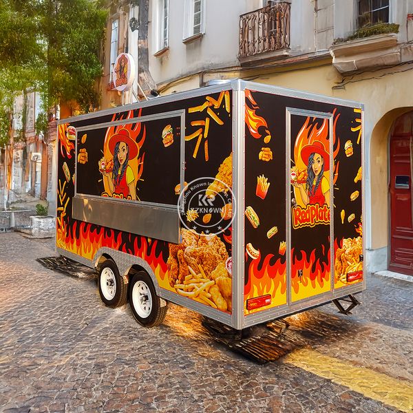 Concession Street Food Cart Mobile Coffee Fast Food Kiosk Trailer Mobile Snack Fast Food Truck With Full Kitchen