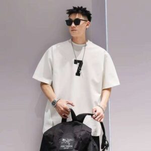 Clothing Manufacturer Embroidered Letter Plus Size Casual Loose 100% Cotton Short Sleeve 240g Men's T-Shirt