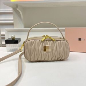 2025 Luxury Designer Women Bowling Bag Zipper Pleated Mens Handbag Fashion Classic Long Shoulder Strap Crossbody Bag High Quality Leather Shoulder Bag