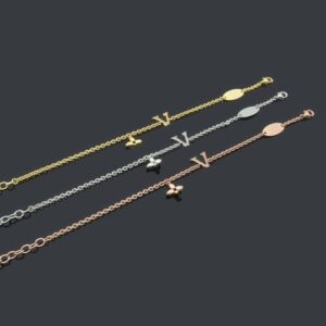 Women Fashion Designer Bracelets Necklace Earrings 18K Gold Plated Simple Letter Stainless Steel Classic Bracelet Luxury Jewelry