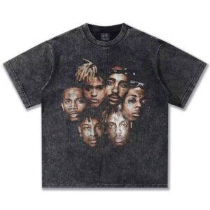 2025 Summer American Classic Portrait Direct Print Men's O-Neck Short Sleeve 100% Cotton Heavyweight Plus Size Loose Fit