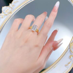 Timeless Beauty – Designer S925 Silver Gold-Plated Rectangle Gemstone Piece Ideal For Milestones