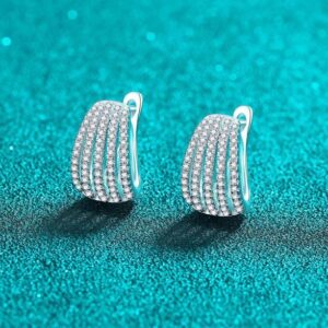 Luxury S925 Sterling Silver Moissanite Earrings with Detailed Diamond Accents