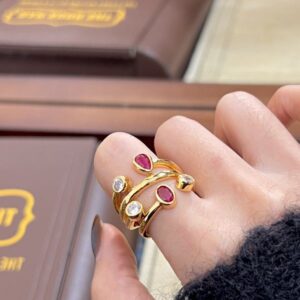 2025 Light luxury senior sense irregular zircon cross two-color double-head ring fold wear niche unique design retro index finger band