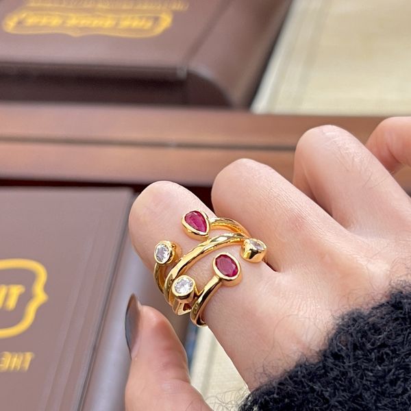 2025 Light luxury senior sense irregular zircon cross two-color double-head ring fold wear niche unique design retro index finger band