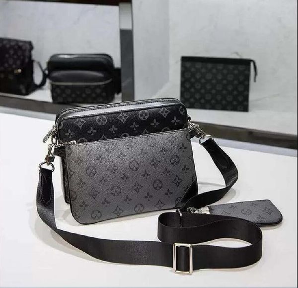 Handbags Men Leather TRIO Messenger Bags Luxury Shoulder Bag Make up Bag louiseitys LVS viutonitys Designer Handbag Tote Man's bag