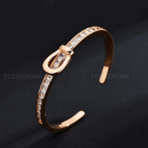 Gold-Plated Full Dia Belt Bracelet for Women French Style Personality Design Sense Light High-End Simple Fashion Versatile Hand Jewelry