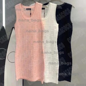 Woman Slim Casual Dresses Designer Summer Luxury Dresses Letter Jacquard Knitting Dresses Slimming Mini Skirt Womens Sexy Party Vest Skirt Clothing BFG2503102-0