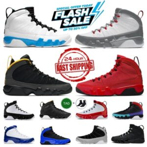 Designer Basketball Shoes 9 9s Sports Sneakers Men Women Powder Blue Gym Red Light Olive Particle Grey University Blue Cement Leather Fashion Mens Trainers