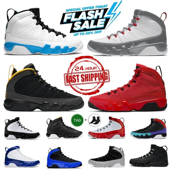 Designer Basketball Shoes 9 9s Sports Sneakers Men Women Powder Blue Gym Red Light Olive Particle Grey University Blue Cement Leather Fashion Mens Trainers