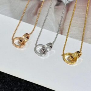 Double-ring necklace – exquisite 18K rose gold plated high-end fashionable collar chain necklace