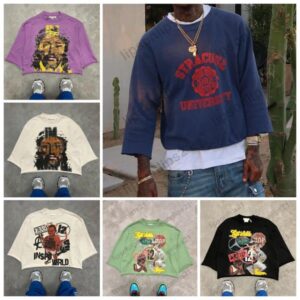 Designer Men's T Shirts Y2k Shirt American High Street Retro Anime Cartoon Alphabet Print Oversized T-shirt Men Haruku Trend Fashion Loose Couple Size S-3XL