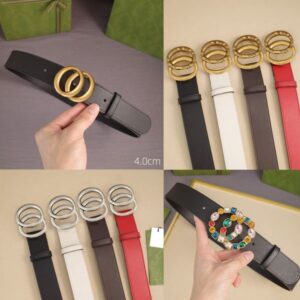 Designer Belt Men Genuine Leather Belts Width 4CM for Man Woman Cowskin Fashion Smooth Buckle Silver Snake Stone Letters Design 12 Option