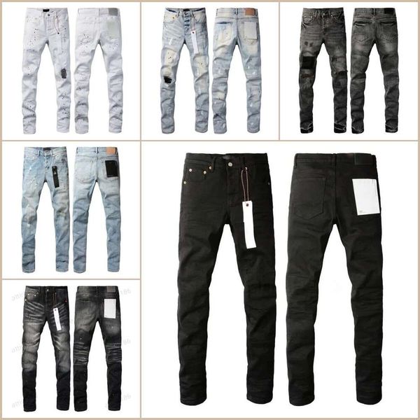 Jean Mens Purples jeans Trousers for Denim Designer Men Black Pants High-end Quality mens designer jean black pencil pants hole casual skinny Jeans gao