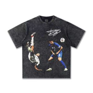 2025 Spring/Summer Series American Style Pure Cotton Men's Short Sleeve Crew Neck White Ink Direct Spray Printed T-Shirt