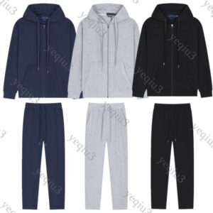 Small Horse Mens Tracksuit Tech Fleece Hoodie Sweatshirt Zipper Jacket Kangaroo Pocket Jogger Pants Set Casual Fashion Streetwear