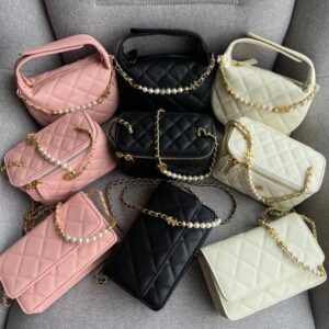 Cross Body Bags For Women Crossbody Bags Designer Half Moon Makeup Bag High Quality Genuine Leather Cowhide Gold Pearl Chain Black Shoulder Bag Handbag Designer Bag